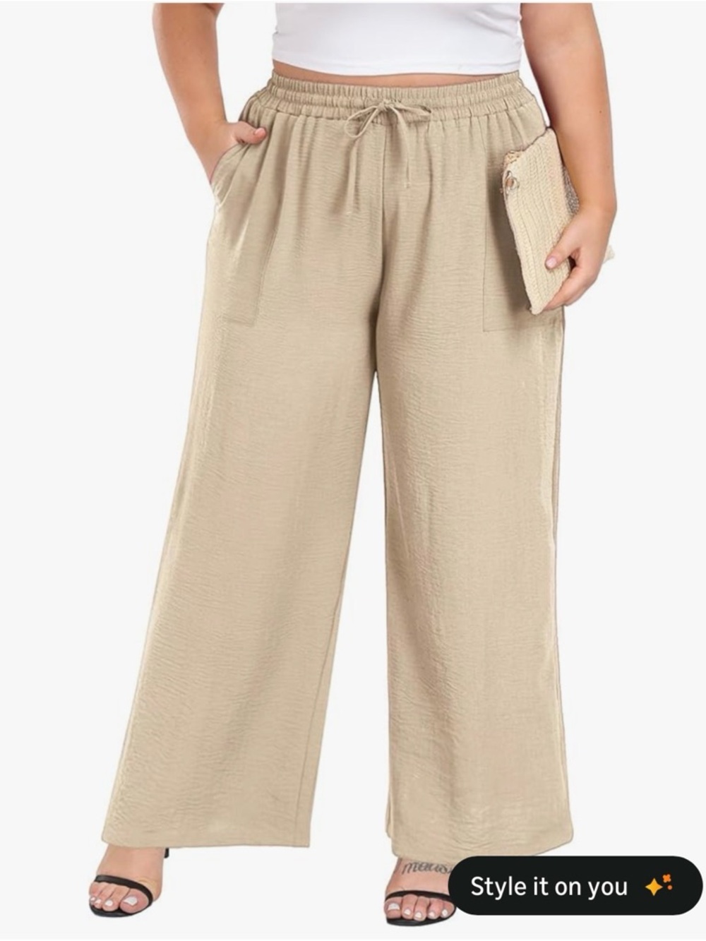 NWT Lastshe Women's Plus Size Wide Leg Pants High Waist